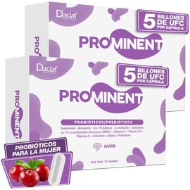 PROMINENT QUOD Probióticos  Prebióticos con Vitaminas para Mujer Microbiota Absorción de Nutrientes Intestinal 60 Días