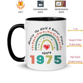 LXQM 50th Birthday Gifts for Women Men, 50 Year Old Birthday Gifts for Her Him, Gift Ideas for 50 Year Old Woman Man, 50th Birthday Gift for Turning 50, 50th Birthday Mug, 1975 Birthday Mug