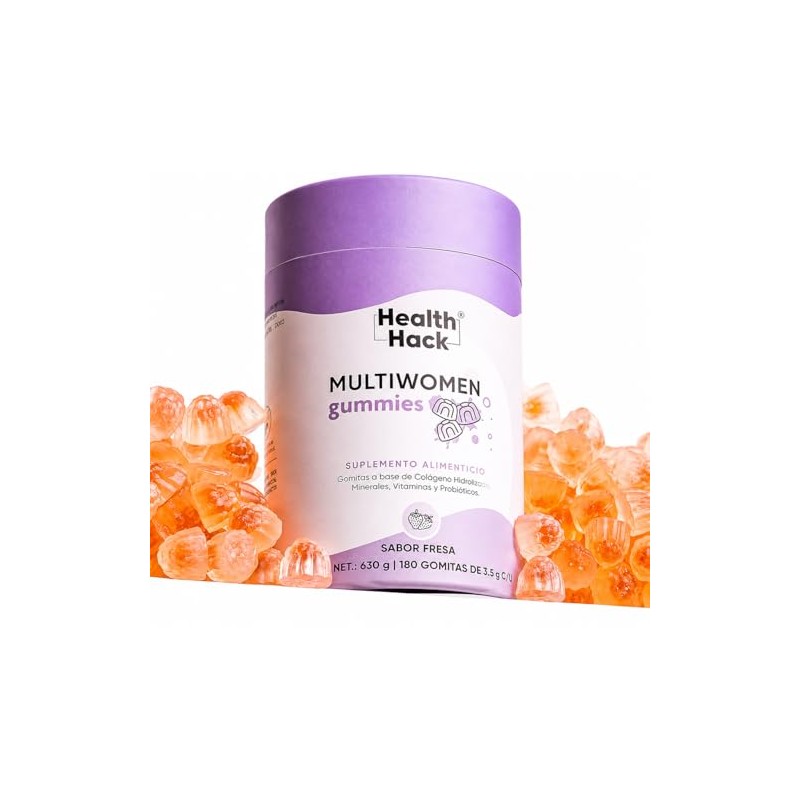 Health Hack Multi Women Gomitas Multivitamínico Mujer Sabor Fresa Ingredientes