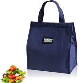Yhuasia Tragbare Isolierte Lunchbox Tasche, Bento Handtasche, Lunchbox Tasche, Rechteckige Aluminiumfolie Lunch Bag, für Picknicks und Mittagessen (Marineblau)