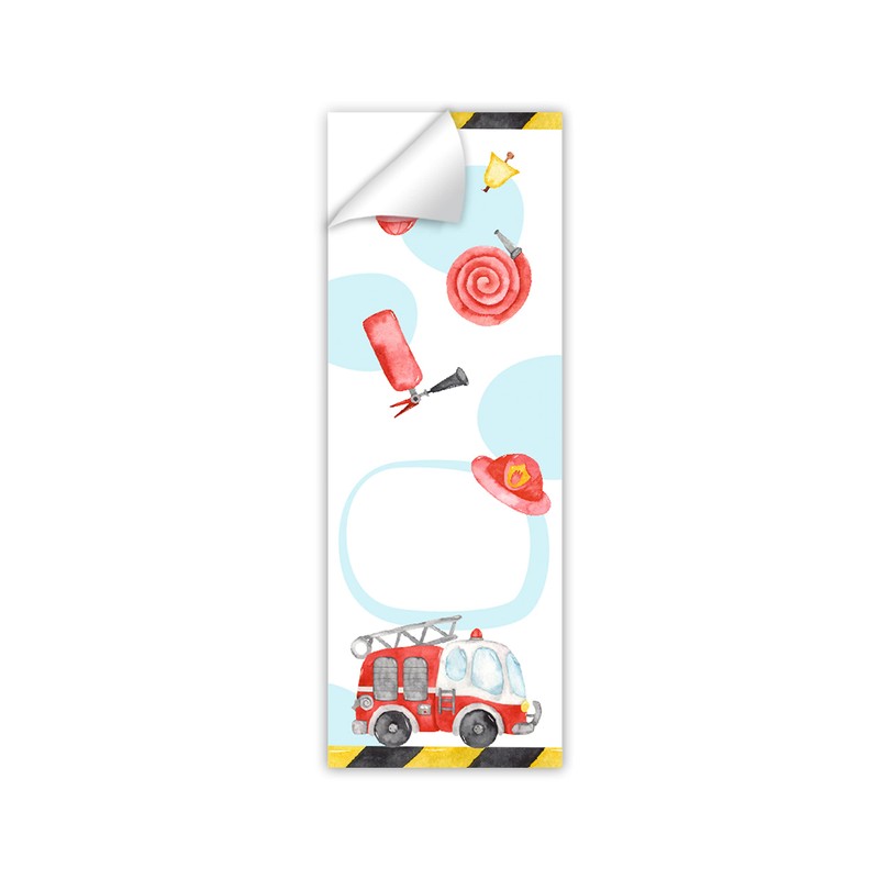 12 Gift Bags (Natural) + 12 Stickers Fire Brigade Engine