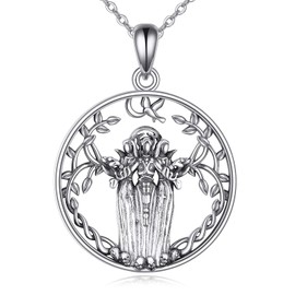 Vadmans Sterling Silver Triple Moon Goddess Necklace for Women Pagan Wicca Amulet Tree of Life Necklace Jewellery Gifts for Mum, Regular, Sterling Silver, Cubic Zirconia