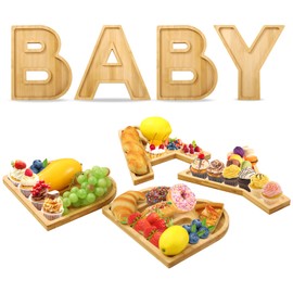 Yunjuhop Baby Charcuterie Boards Letters Shower Decorations Charcuterie Boards Gender Reveal Decorations,Wooden Baby Letters for Serving Food Snack Cookie Fruit (BABY)