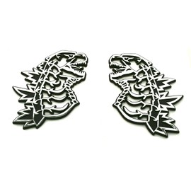 2Pcs New Custom Godzilla Emblems Car Badge 3D Decal Sticker Nameplate Fit for Universal Universal Car Vehicle, Truck, SUV, Motorcycle (Chrome)