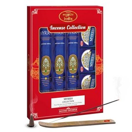 Mystic India - Hem Incense Myrrh 4 Tube Hexa & 3 Box Cones with Free Incense Holder & Cone Holders
