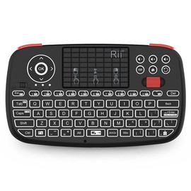 Rii i4 Mini Teclado Bluetooth con Panel táctil, Teclado inalámbrico portátil con luz Negra con Adaptador USB de 2.4 G para Smartphones, PC, Tableta, Laptop, TV Box, iOS, Android, Windows Mac, Negro
