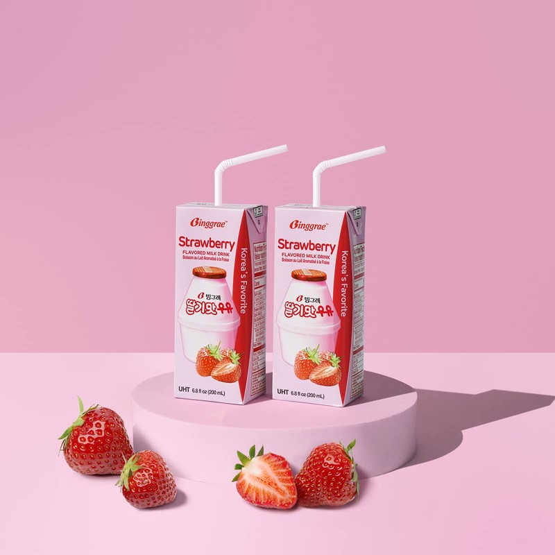 Binggrae Strawberry Flavored Milk Drink – Korean Sweet and Creamy
