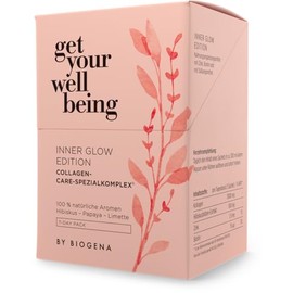 get your wellbeing by BIOGENA - Inner Glow Collagen Complex with NATICOL® Fish Collagen - With Biotin & Zinc for Skin Tightening & Cell Protection - 7 Drinkable Sachets with Hibiscus Papaya Lime