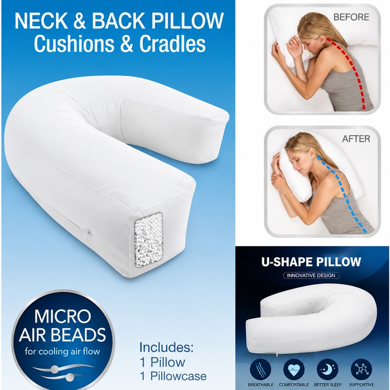 U-Shaped Side Sleeping Pillow – Soft Neck Support Cushion for