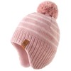 Gorro de invierno para niñas con orejeras de punto grueso