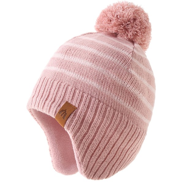 Gorro de invierno para niñas con orejeras de punto grueso