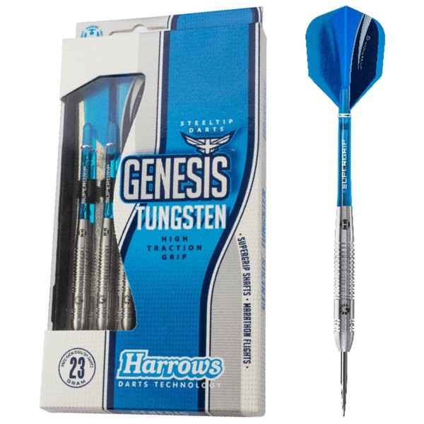 Harrows Unisex's Genesis Tungsten Darts, Silver, 23 g