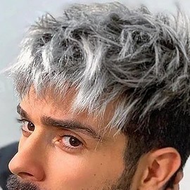 Men's Full Wig, Short, Breathable, Heat Resistant, Gradient Mesh, Fluffy, Men's Wig, Business, Natural Wig