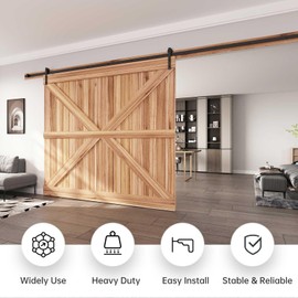 EaseLife 16 FT Heavy Duty Sliding Barn Door Hardware Track Kit,Straight Pulley,Slide Smoothly Quietly,Easy Install (16FT Track Kit for 96" Wide Single Door)