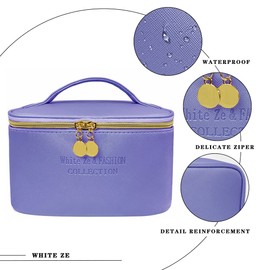 White Ze Travel Makeup Bag Waterproof Toiletry Bag Professional Makeup Bag Cosmetic Bag for Women Girls, blue