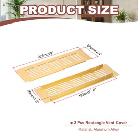 PATIKIL 6cm x 22.5cm Rectangle Ventilation Grille, 2 Pack Aluminum Air Vent Covers Louvered Ventilation Cover with Mounting Screws for Cabinet Closet Door Wardrobe, Gold