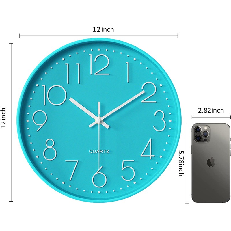 LAWAN Relojes Pared Grandede 12 Pulgadas,Sin Tictac,Adecuados para Sala de