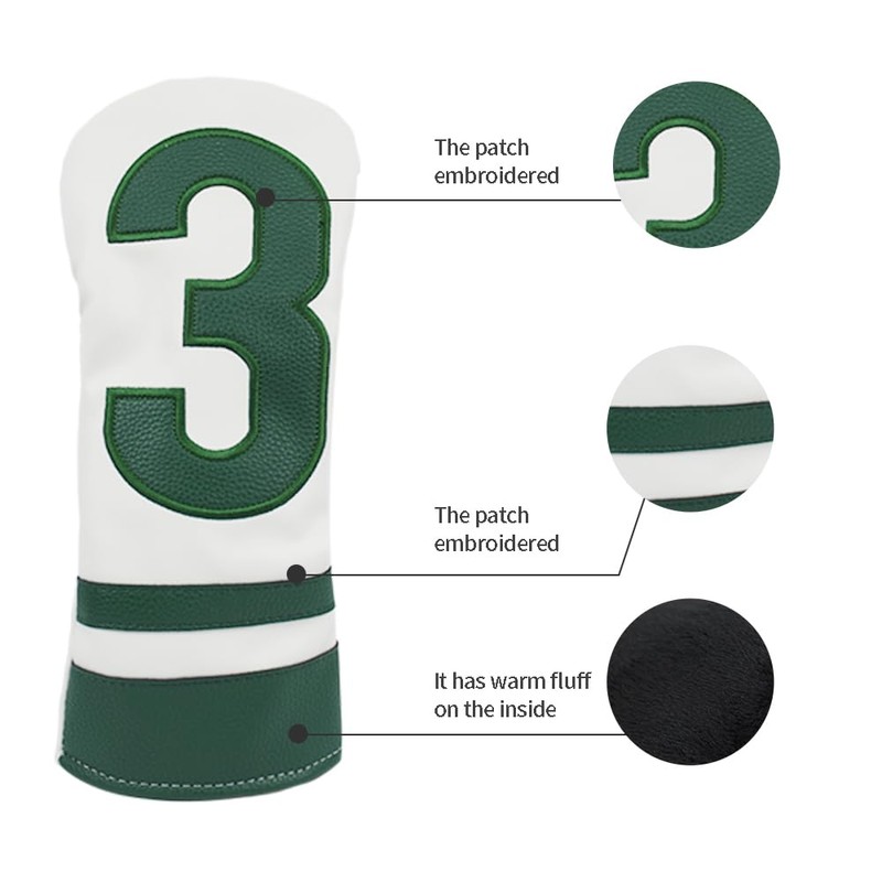 Scott Edward 1/3 Pcs Golf Club Covers, PU Big Number