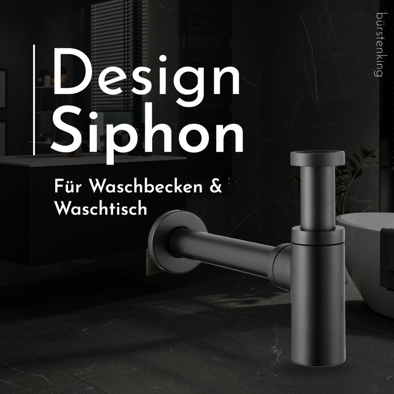 Bürstenking Universal Design Siphon for Washbasins and Washbasins, Easy Assembly