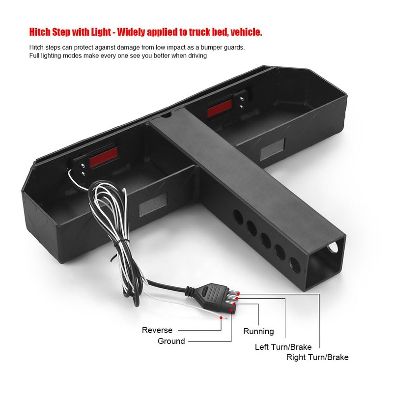Heavy-Duty Hitch Step for 2" Receiver, 108 LED Brake Light