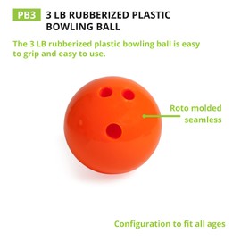 Champion Sports Rubberized Plastic Bowling Ball - 3 LB Orange