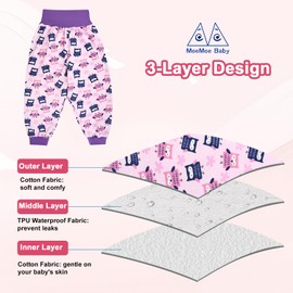 MOEMOE BABY Leakproof Diaper Pants for Potty Training Nighttime Diaper Shorts for Toddler Boys and Girls 2 Packs