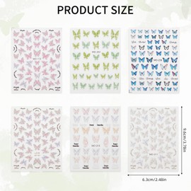 NICENEEDED 6 Blatt Nagelkunst Aufkleber Mit Schmetterlingen 3D Selbstklebende Nagelaufkleber Mit Schmetterlingsflügel Design Nail Art Zubehör