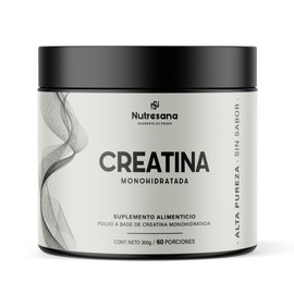 NUTRESANA Creatina Monohidratada | Alta Pureza | Apoyo a Fuerza, Rendimiento y Recuperación | Suplemento Alimenticio en Polvo | 60 Servicios