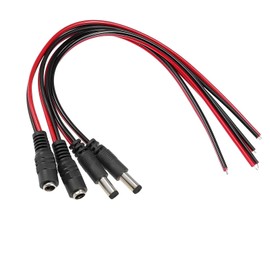 DC Power Connector Jack Connector DC Power Quick Connector DC Power Connection Cable Solar Charging DC Connector 2.1mm x 5.5mm 12V 24AWG DC Plug for CCTV Camera LED Tape (2 Each Plug/Jack) 0.3M