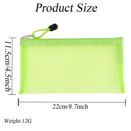 2PCS Green Nylon Mesh Cosmetic Bags Travel Makeup Organizer Pencil Case with Zipper Small Toiletry Pouches for Essentials(8.7x4.5inch)