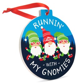 Running Ceramic Ornament | Running with My Gnomies Christmas Ornament