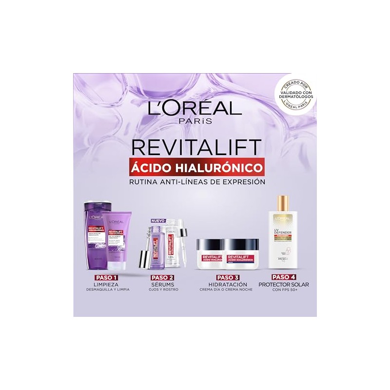 L'Oreal Paris, Agua Micelar Revitalift Ácido Hialurónico, 200Ml
