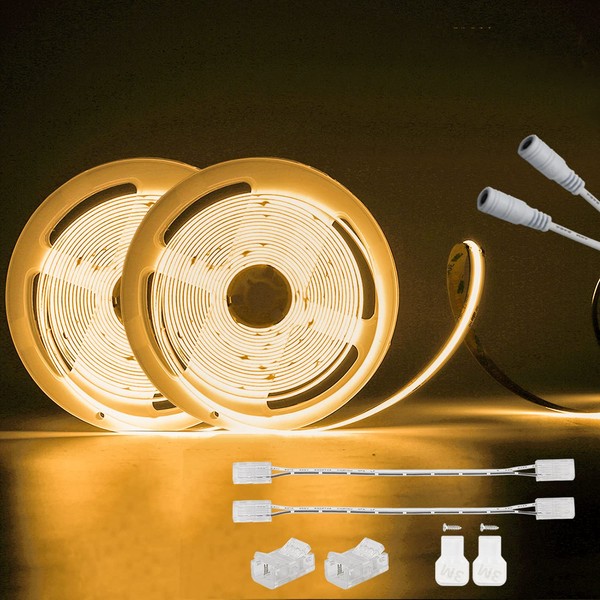 PAUTIX COB LED Strip Lights 48ft/15m Super Bright,504 LEDs/m Warm