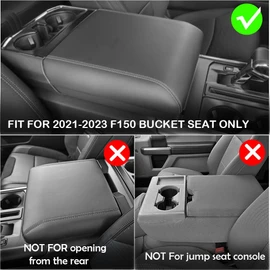 DEYTOP Center Console Cover for Ford F150 2026 2021-2025 Console Armrest Cover for Ford F150 2026 2025 Accessories Anti-Scratch Leather Armrest Protector (Black with Black Stitches, 2021-2026)