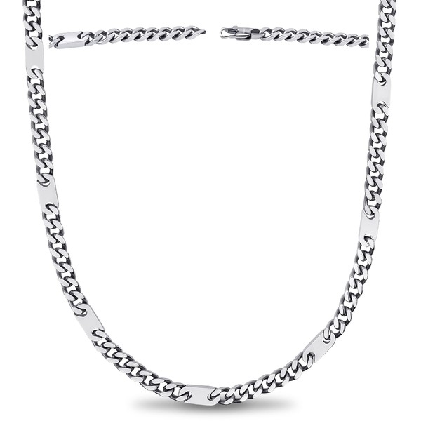 MagnetRX® Magnetic Necklace - Mens Magnetic Necklaces - Silver Curb Chain Stainless Steel Necklace with Magnets (22 Inch (Pack of 1))