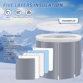 Ice Bath Tub for Athletes - 90 Gallons Cold Plunge Tub for Cold Water Therapy - Portable Ice Bath Plunge Tub Multiple Layered - Ice Barrel Cold Plunge for Indoor Outdoor Gyms