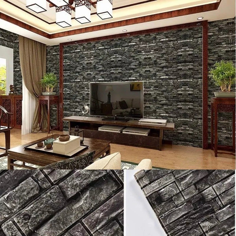 LH_Decor Papel Tapiz Pared 3d Piedra Ladrillo Panel Relieve Textura
