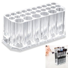 SVUPUE 26 Slot Acrylic Cosmetic Organizer, Acrylic Eyeliner Organiser, Makeup Brush Holder, Clear Makeup Brush Holder, Can be used for Eyeliner, Eyebrow Pencil Storage (Transparent)