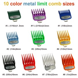 LOPHE 10 Stück Aufschiebekämme für Schermaschine, Haar Clipper Guide Limit Kamm Set 1,5mm bis 25mm Haarschneider Aufsätze Haarschneidemaschinen/Trimmer für Friseur Salon Werkzeug