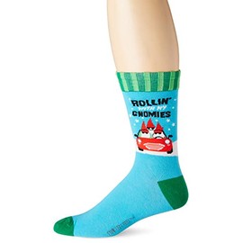 TWO LEFT FEET unisex adult Two Left Feet Holiday Crew Socks, Rolling' With My Gnomies, Small-Medium US