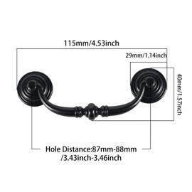 TopHomer Vintage Cabinet Handle, 4PCS 115mm Drawer Pull Handle, Kitchen Cabinets Cupboard Pull Drop Handle, Antique Furniture Door Handle for Bedroom Wardrobe Dresser Drawer Cabinet (Iron Black)