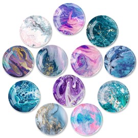 12Pcs Glass Fridge Decorative Magnets - Marble Pattern Refrigerator Glass Magnets for Office Whiteboard and Household Cabinet Decoration, Strong Magnetic Power to Perfectly Hold Photos and Documents