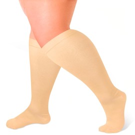 Uccellino Large Size Beige Compression Socks, Loose, Plus Size, Compression Socks, Support Socks, Stretch (3 Pair Set, 3XL), beige