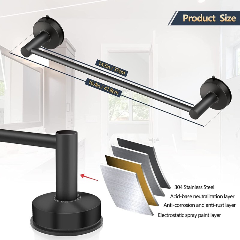 DGYB Suction Cup Towel Bar for Bathroom 17 Inch Set