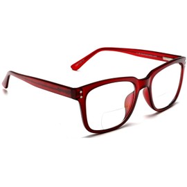 SAMBA SHADES Bifocal Burgundy Oversized Square Readers Clear Lens Magnification Reading Glasses +2.00