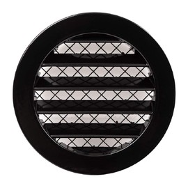 5 inch Air Vent Cover - Round Soffit Vent - Louvered Ventilation Grille with Mesh - Aluminum Black