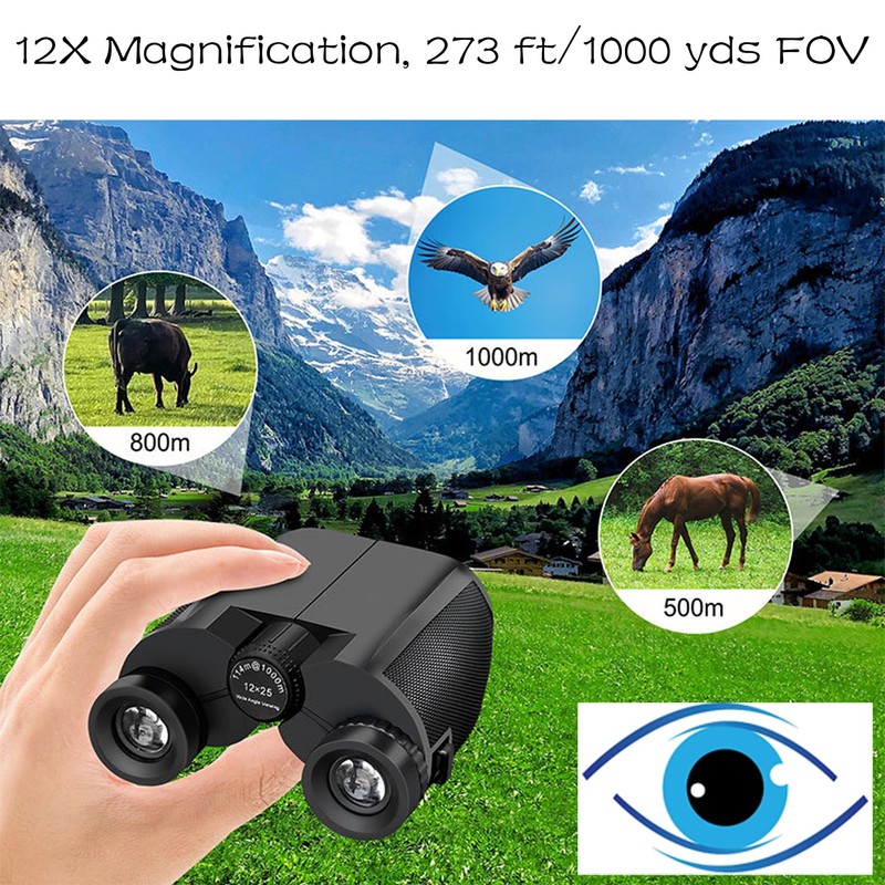 Yourelexit 12x25 Compact Binoculars for Adults & Kids, High Powered