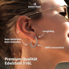 BONNYBIRD® BonnySail Premium Hoop Earrings for Women Made of Surgical Steel in Silver, Gold & Rose Gold, 100% Waterproof and Skin-Friendly (26 mm), Stainless Steel, Not applicable