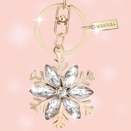 Bling Clear Rhinestone Snowflake Charm Keychain With Velvet Bag MZ825-1