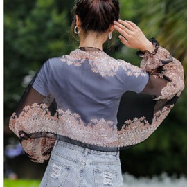 Xunger Women's Ice Silk Cooling Sunproof Shawl UV Blocking Lightweight Breathable Sleeve Cover Summer Arm Protection(1009-BlackA3-OneSize-RD)